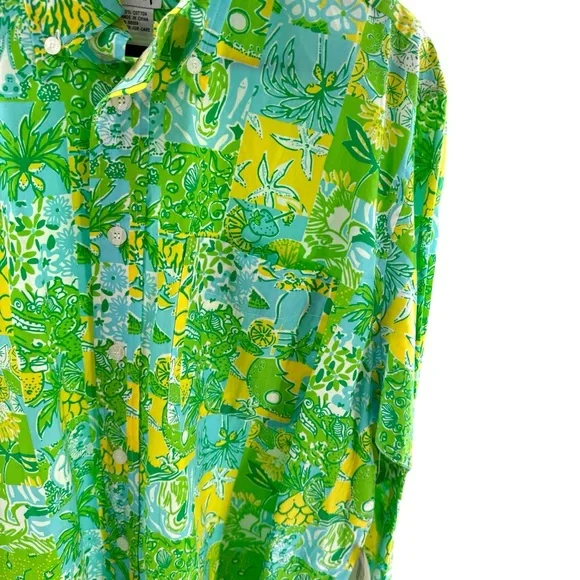 Colorful Green and Yellow Men's Shirt - Picture 11 of 14
